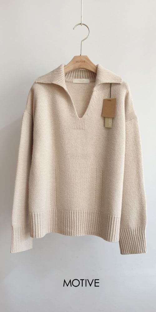 MOTIVE - Korean Children Fashion - #Kfashion4kids - Cash Way Collar Knit Tee - 8