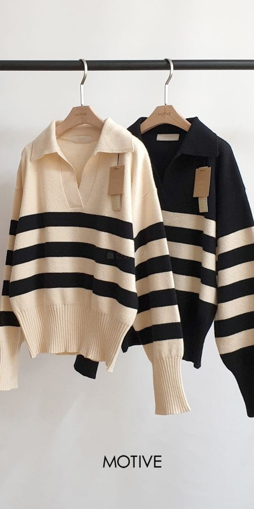 MOTIVE - Korean Children Fashion - #Kfashion4kids - Cash Robin Stripes Knit Tee - 3