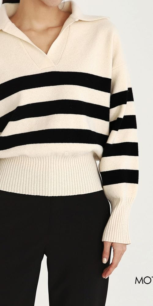 MOTIVE - Korean Children Fashion - #Kfashion4kids - Robin Stripes Knit Tee - 2