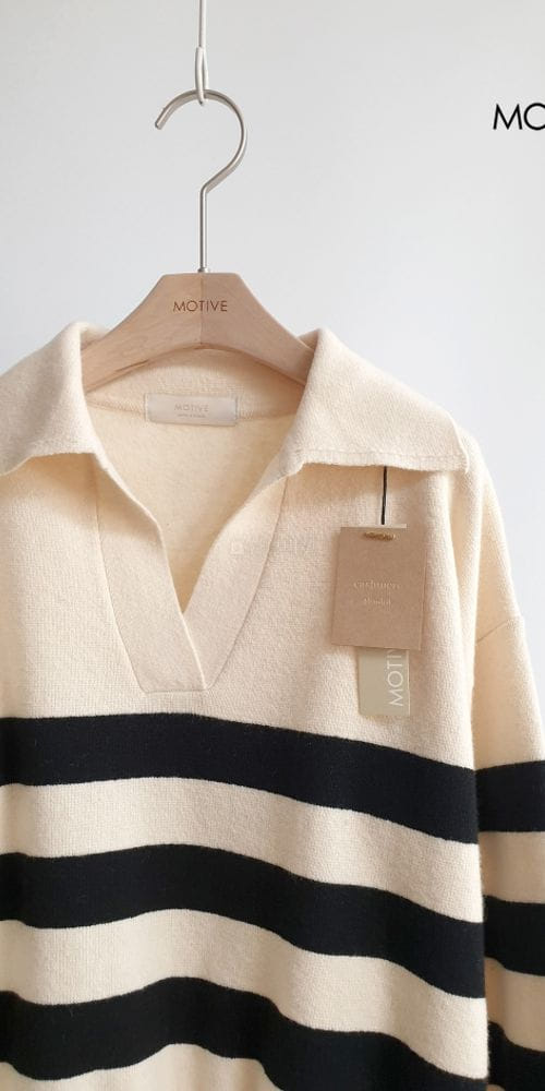 MOTIVE - Korean Children Fashion - #Kfashion4kids - Robin Stripes Knit Tee - 8