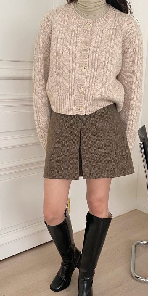 ONEAND - Korean Children Fashion - #Kfashion4kids - Herringbone Mini Skirt
