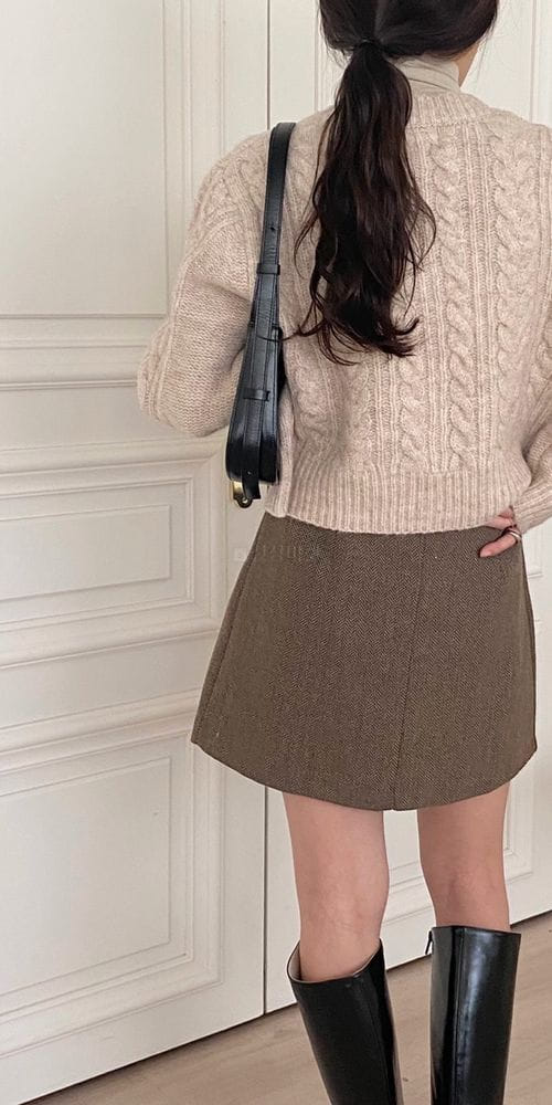 ONEAND - Korean Children Fashion - #Kfashion4kids - Herringbone Mini Skirt - 4