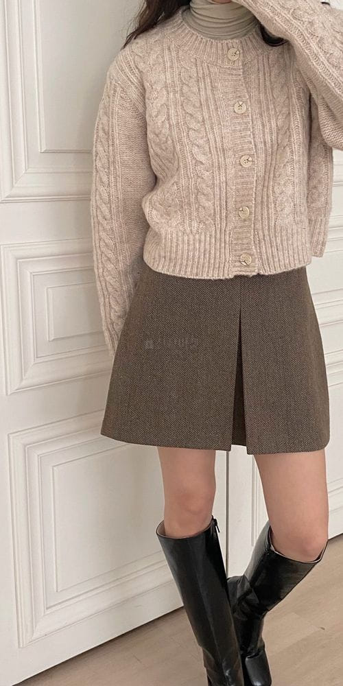 ONEAND - Korean Children Fashion - #Kfashion4kids - Herringbone Mini Skirt - 8