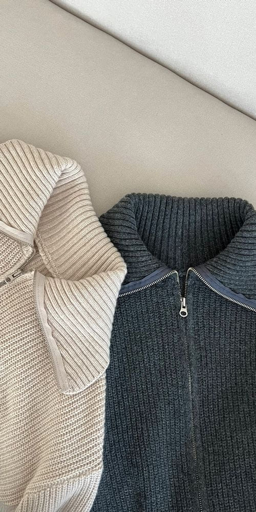 ONEAND - Korean Children Fashion - #Kfashion4kids - Knit Zip-up - 4