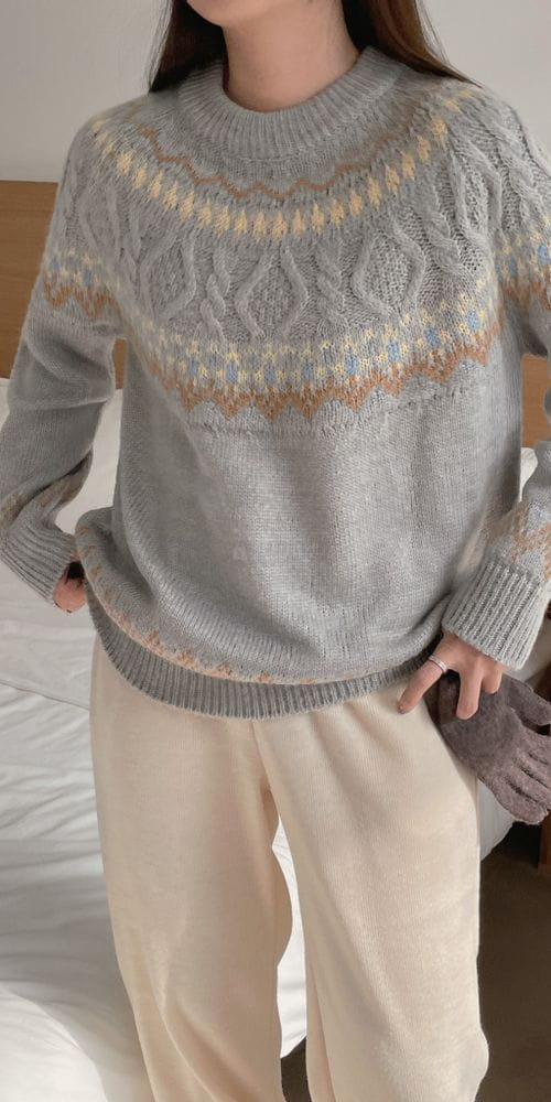 OSENSE - Korean Children Fashion - #Kfashion4kids - Winter Round Knit Tee