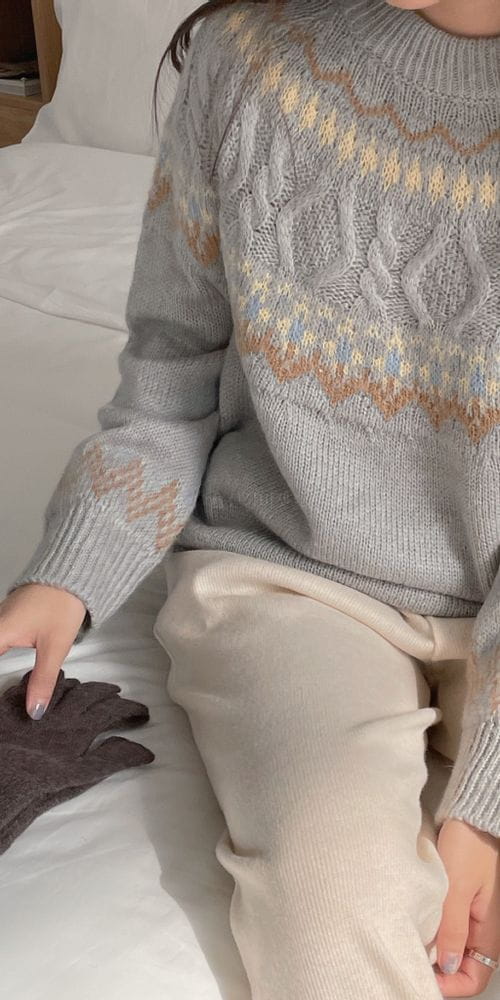 OSENSE - Korean Children Fashion - #Kfashion4kids - Winter Round Knit Tee - 3