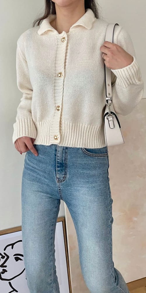 QUEEN - Korean Children Fashion - #Kfashion4kids - Simple Collar Cardigan