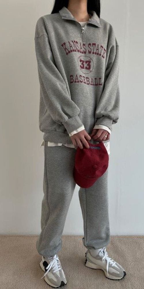 QUEENS MADE - Korean Children Fashion - #Kfashion4kids - Baseball Sweatshirt Bottom Set
