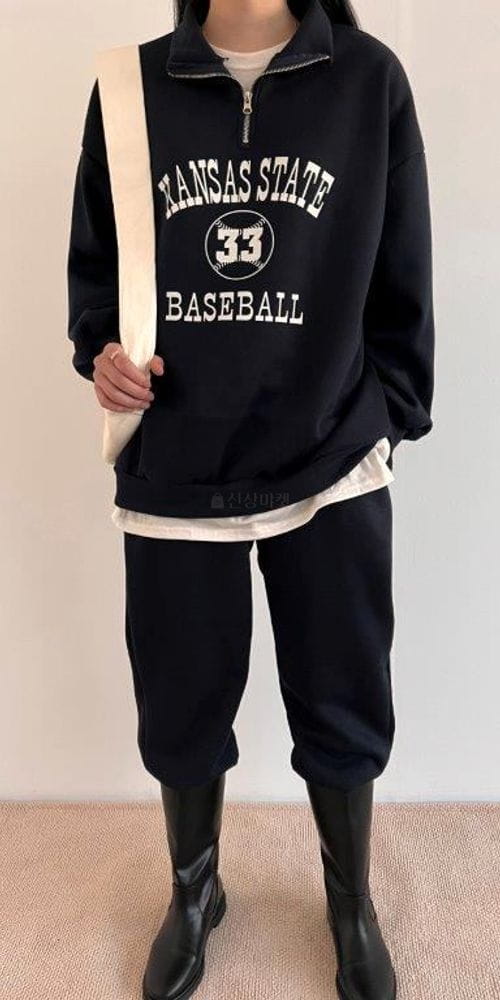 QUEENS MADE - Korean Children Fashion - #Kfashion4kids - Baseball Sweatshirt Bottom Set - 3