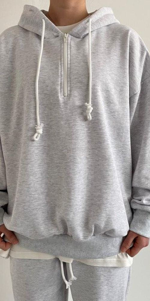 QUEENS MADE - Korean Children Fashion - #Kfashion4kids - Half Zip-up Hoody Bottom Set - 3