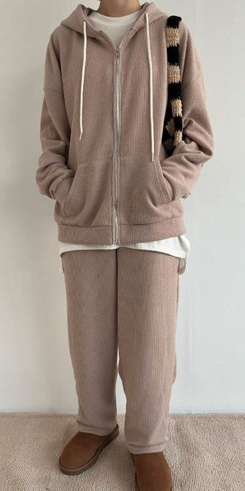 QUEENS MADE - Korean Children Fashion - #Kfashion4kids - Cozy Knit Trainning Top Bottom Set - 3