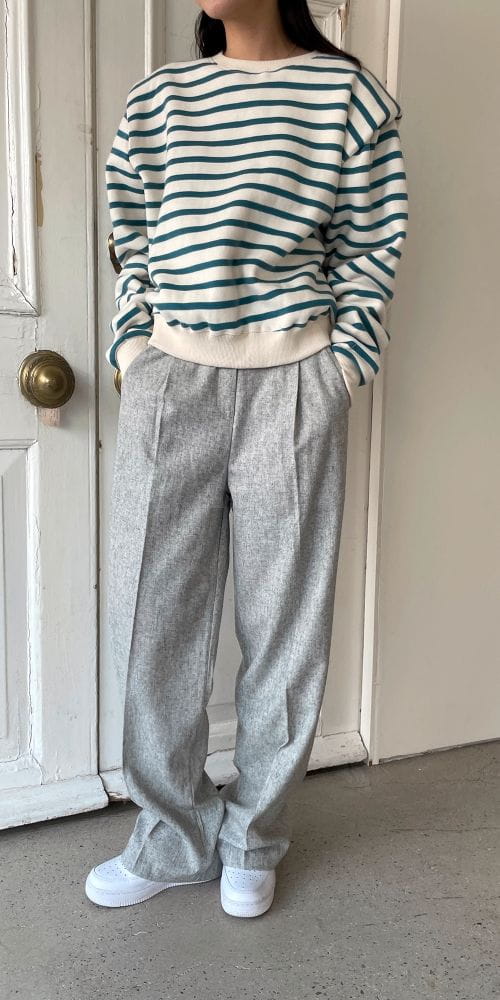 RAVI - Korean Children Fashion - #Kfashion4kids - Pad Striped Sweatshirt