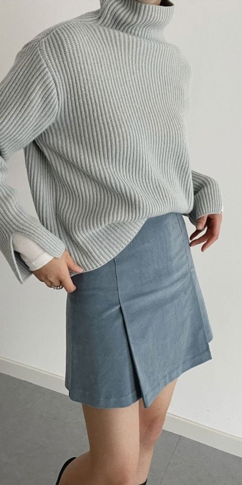 RAVI - Korean Children Fashion - #Kfashion4kids - Slit Turtleneck Knit Tee