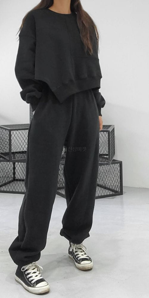 SCAWAII - Korean Children Fashion - #Kfashion4kids - Fleece Slit Crop Top Bottom Set - 2
