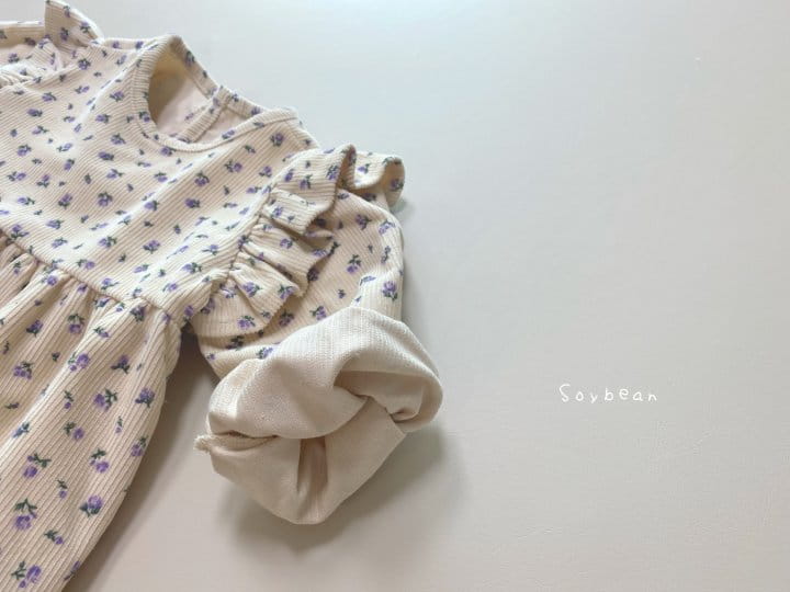 SOYBEAN - Korean Children Fashion - #Kfashion4kids - Rib Flower One-piece - 3