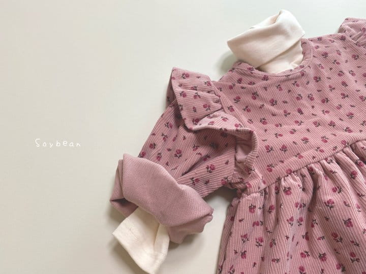 SOYBEAN - Korean Children Fashion - #Kfashion4kids - Rib Flower One-piece - 4