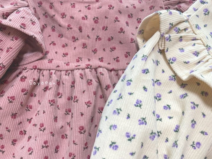 SOYBEAN - Korean Children Fashion - #Kfashion4kids - Rib Flower One-piece - 6