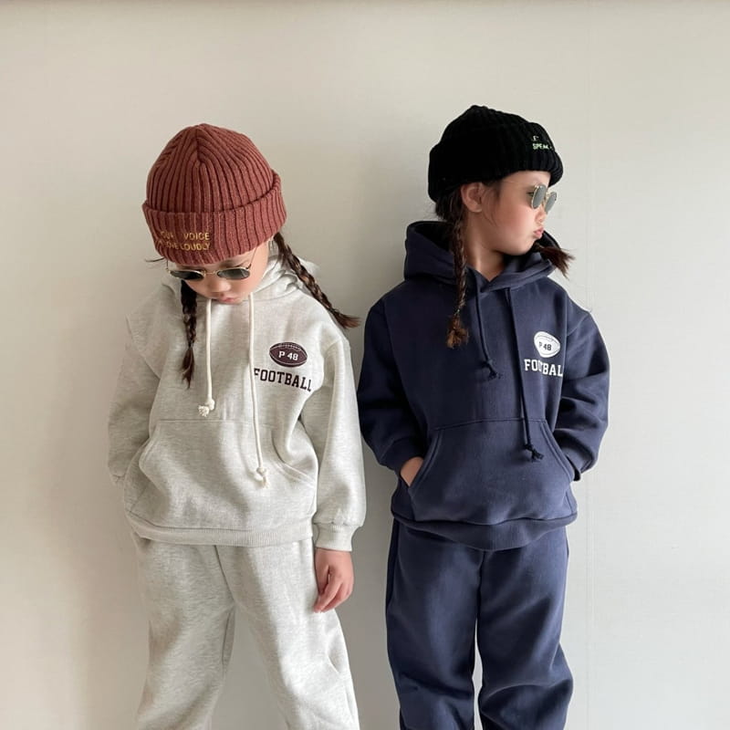 THE GREY - Korean Children Fashion - #Kfashion4kids - Foot Ball Hoody Bottom Set - 4