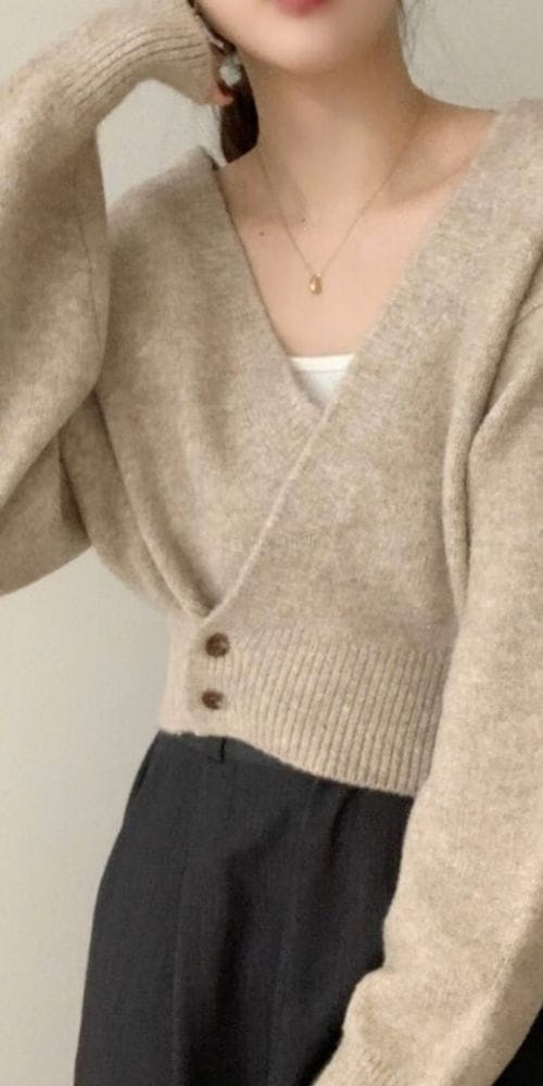 TO U - Korean Children Fashion - #Kfashion4kids - Crop Wrap Cardigan