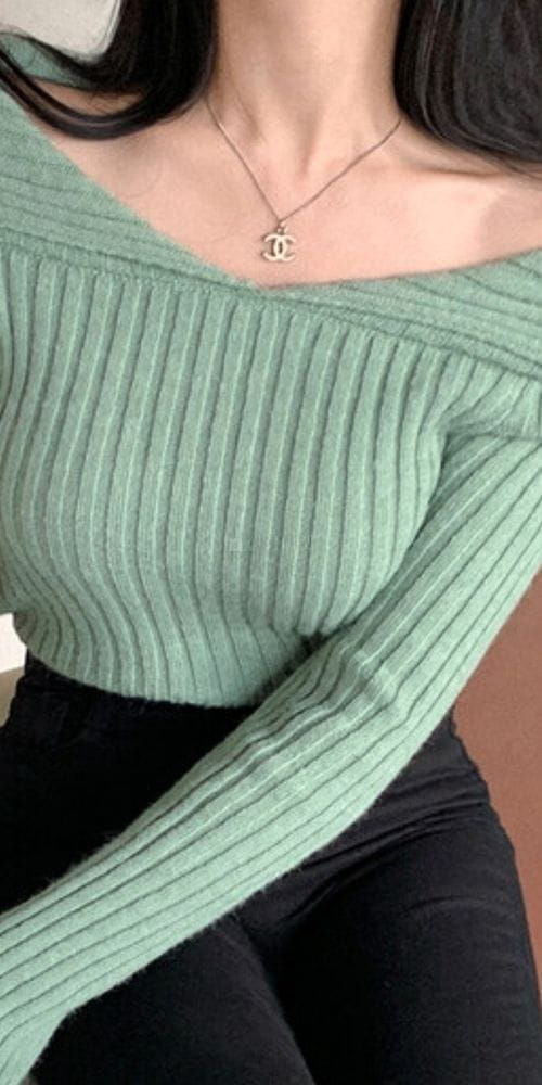 TO U - Korean Children Fashion - #Kfashion4kids - Huming Off Shoulder Knit Tee