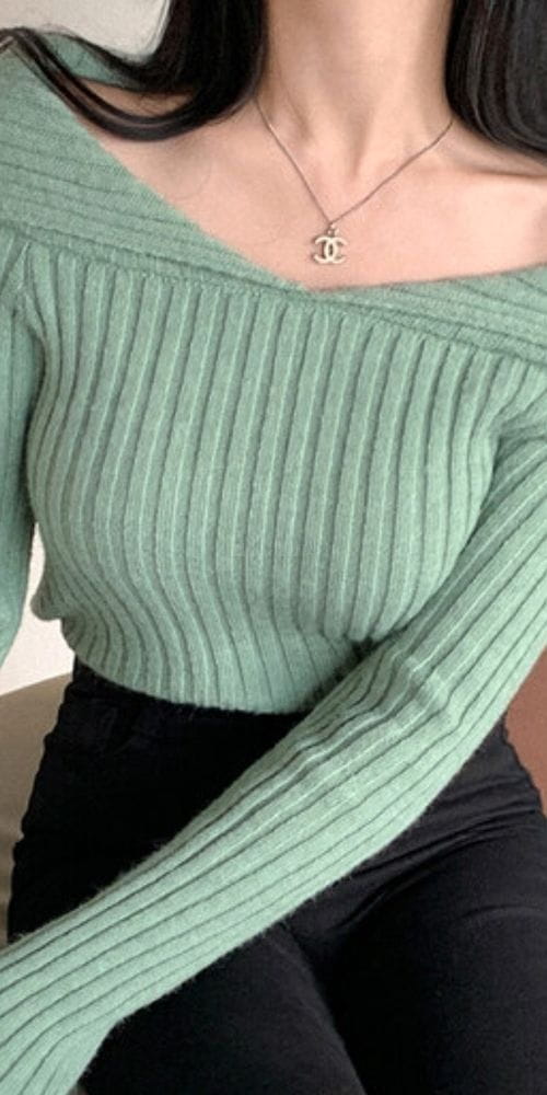 TO U - Korean Children Fashion - #Kfashion4kids - Huming Off Shoulder Knit Tee - 10