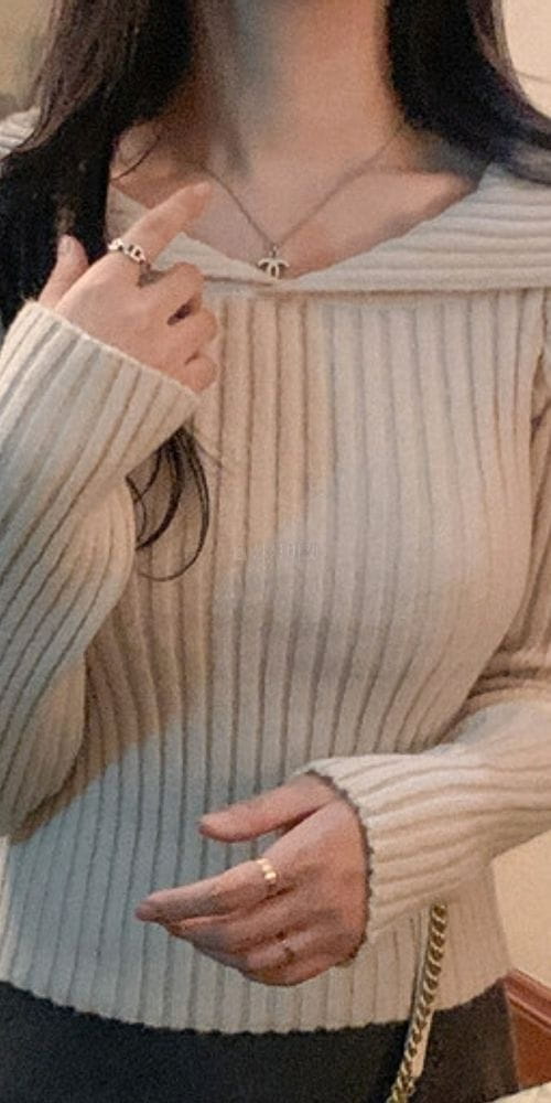 TO U - Korean Children Fashion - #Kfashion4kids - Huming Off Shoulder Knit Tee - 6