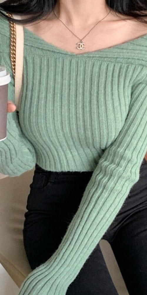 TO U - Korean Children Fashion - #Kfashion4kids - Huming Off Shoulder Knit Tee - 7