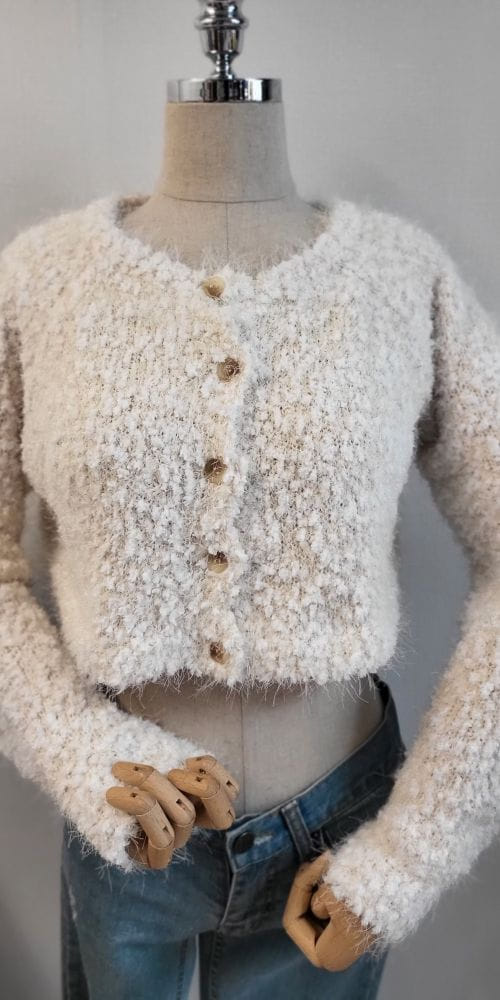 TO U - Korean Children Fashion - #Kfashion4kids - Mini Crop Popcorn Cardigan