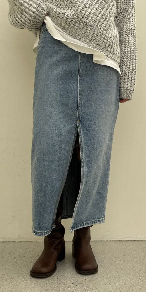 UND, - Korean Children Fashion - #Kfashion4kids - Slit Denim Skirt