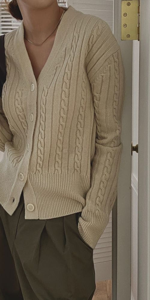 VINEYARD - Korean Children Fashion - #Kfashion4kids - Pain Cable Cardigan - 2