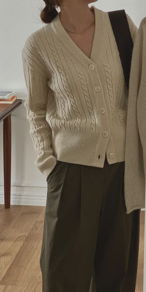 VINEYARD - Korean Children Fashion - #Kfashion4kids - Pain Cable Cardigan - 3