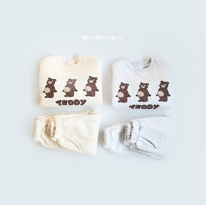 WHITESKETCHBOOK - Korean Children Fashion - #Kfashion4kids - Bear Top Bottom Set