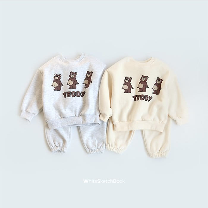 WHITESKETCHBOOK - Korean Children Fashion - #Kfashion4kids - Bear Top Bottom Set - 2