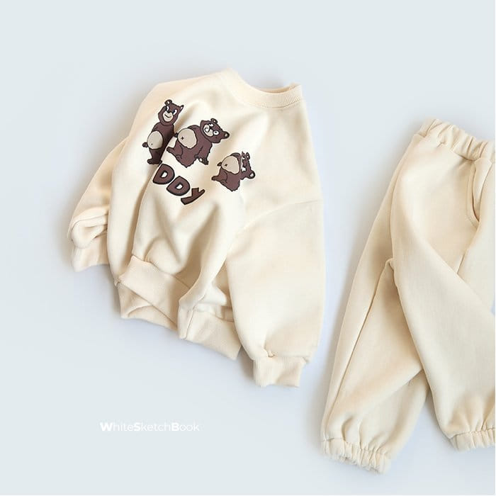 WHITESKETCHBOOK - Korean Children Fashion - #Kfashion4kids - Bear Top Bottom Set - 3