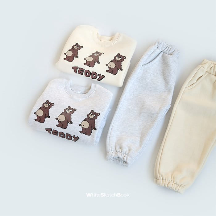 WHITESKETCHBOOK - Korean Children Fashion - #Kfashion4kids - Bear Top Bottom Set - 6