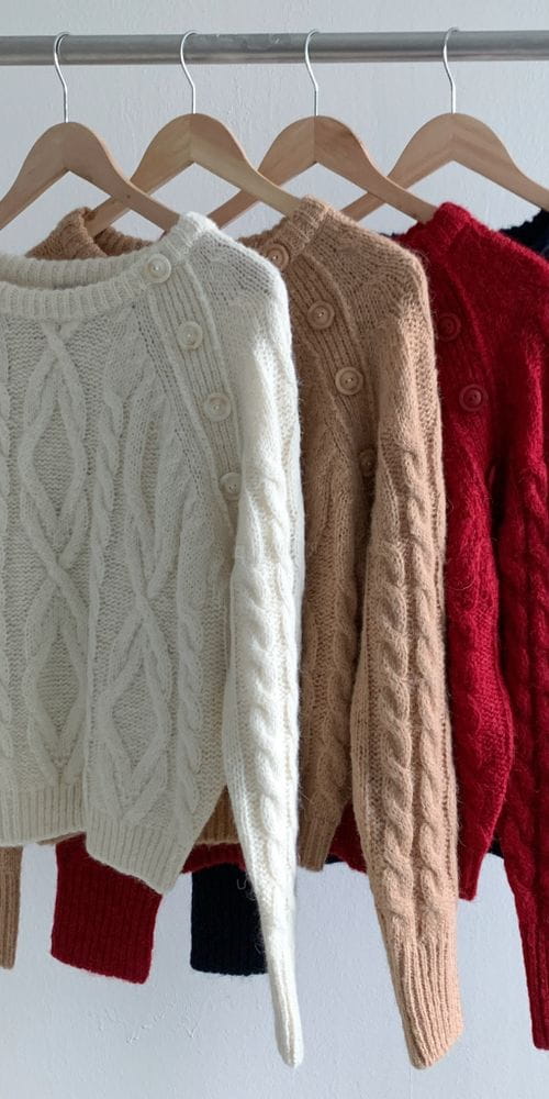 WHYNOT - Korean Children Fashion - #Kfashion4kids - Cable Button Knit Tee - 4