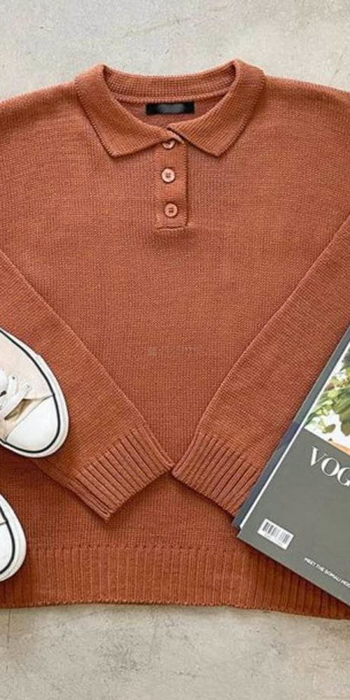 YELLOW - Korean Children Fashion - #Kfashion4kids - Cottom Collar Knit Tee - 3