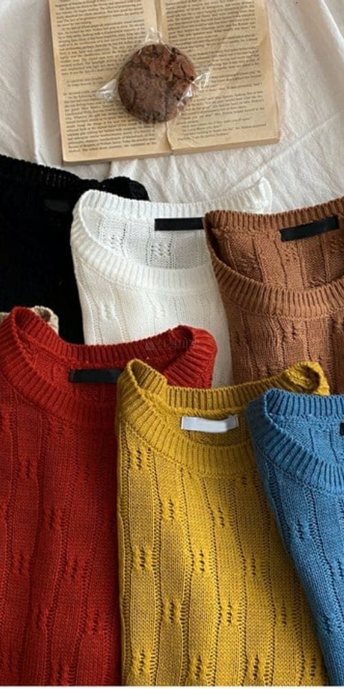 YELLOW - Korean Children Fashion - #Kfashion4kids - Small Flower Round Knit Tee - 4