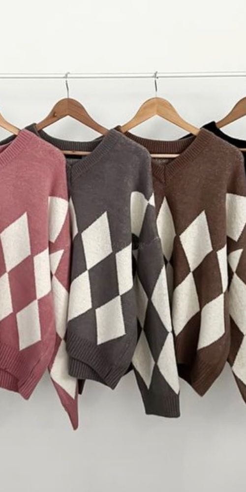 YELLOW - Korean Children Fashion - #Kfashion4kids - Mood Argyle V Knit Tee - 4